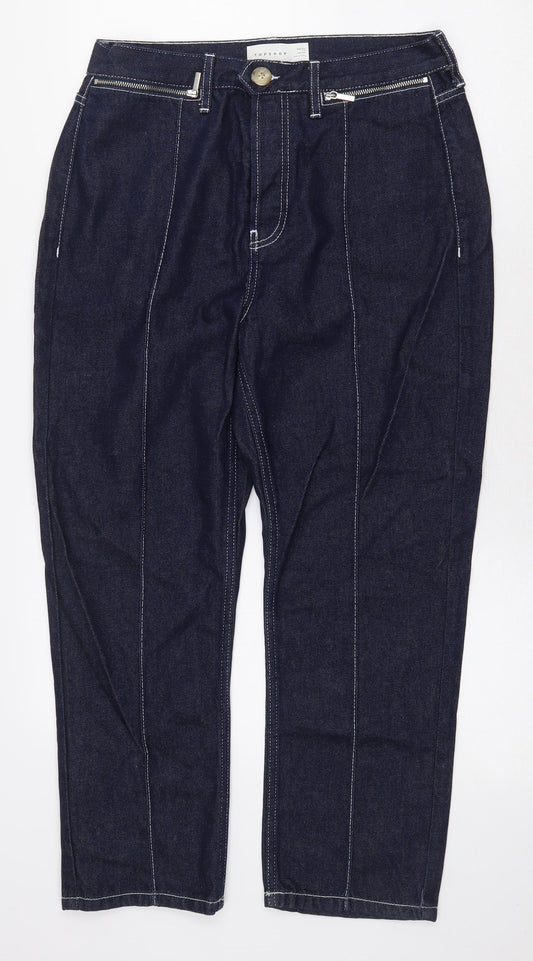Topshop Womens Blue Polyester Straight Jeans Size 30 in L24 in Regular Button