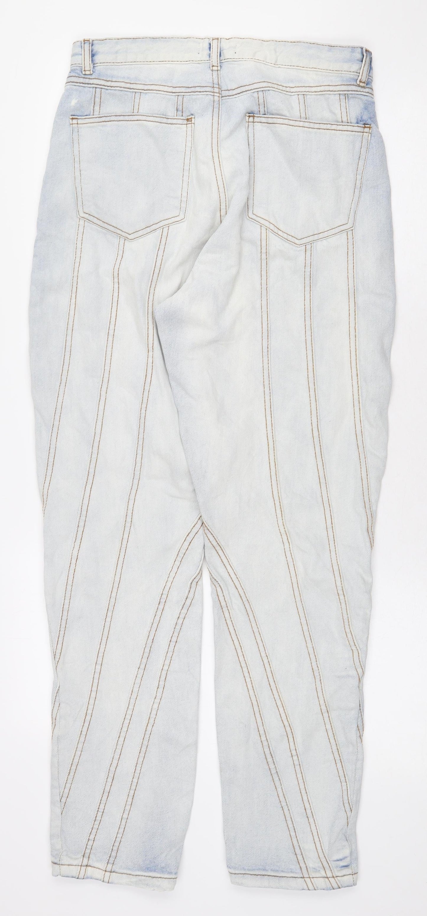 Nasty Gal Womens Blue Cotton Straight Jeans Size 10 L29 in Regular Zip - Seem Details