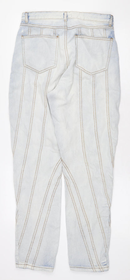 Nasty Gal Womens Blue Cotton Straight Jeans Size 10 L29 in Regular Zip - Seem Details