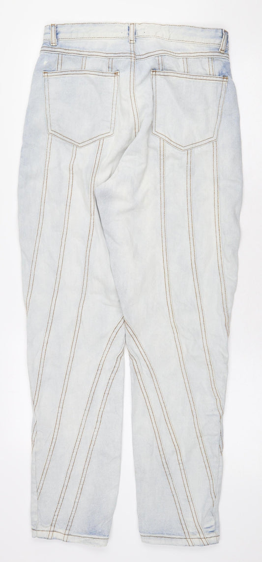 Nasty Gal Womens Blue Cotton Straight Jeans Size 10 L29 in Regular Zip - Seem Details