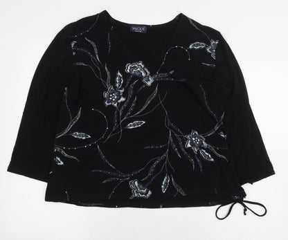 Womens UK Size 2XL Saloos Black Basic Blouse