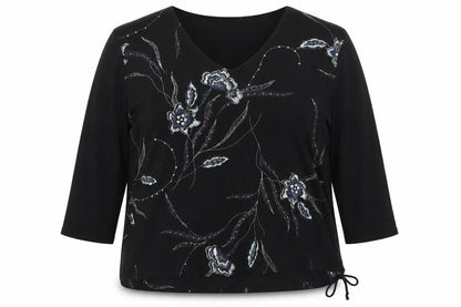 Womens UK Size 2XL Saloos Black Basic Blouse