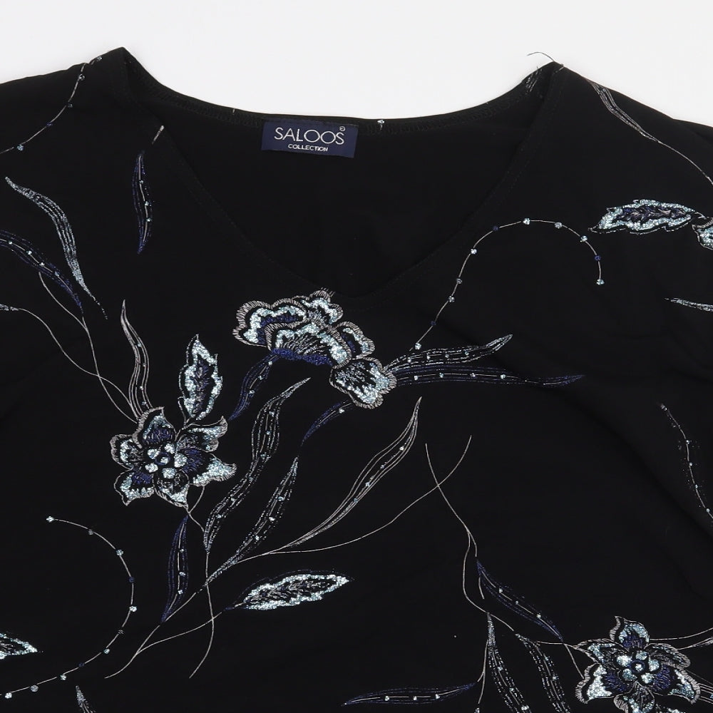 Womens UK Size 2XL Saloos Black Basic Blouse