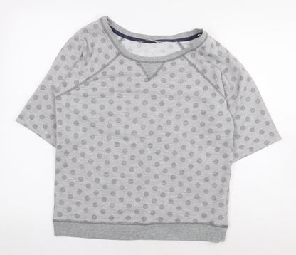 Marks and Spencer Womens Grey Polka Dot Polyester Basic T-Shirt Size 12 Scoop Neck
