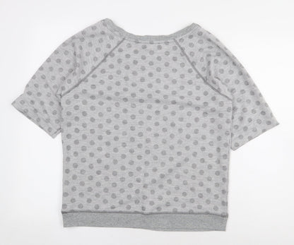 Marks and Spencer Womens Grey Polka Dot Polyester Basic T-Shirt Size 12 Scoop Neck