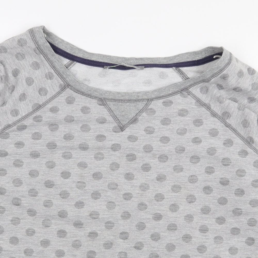Marks and Spencer Womens Grey Polka Dot Polyester Basic T-Shirt Size 12 Scoop Neck