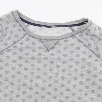 Marks and Spencer Womens Grey Polka Dot Polyester Basic T-Shirt Size 12 Scoop Neck