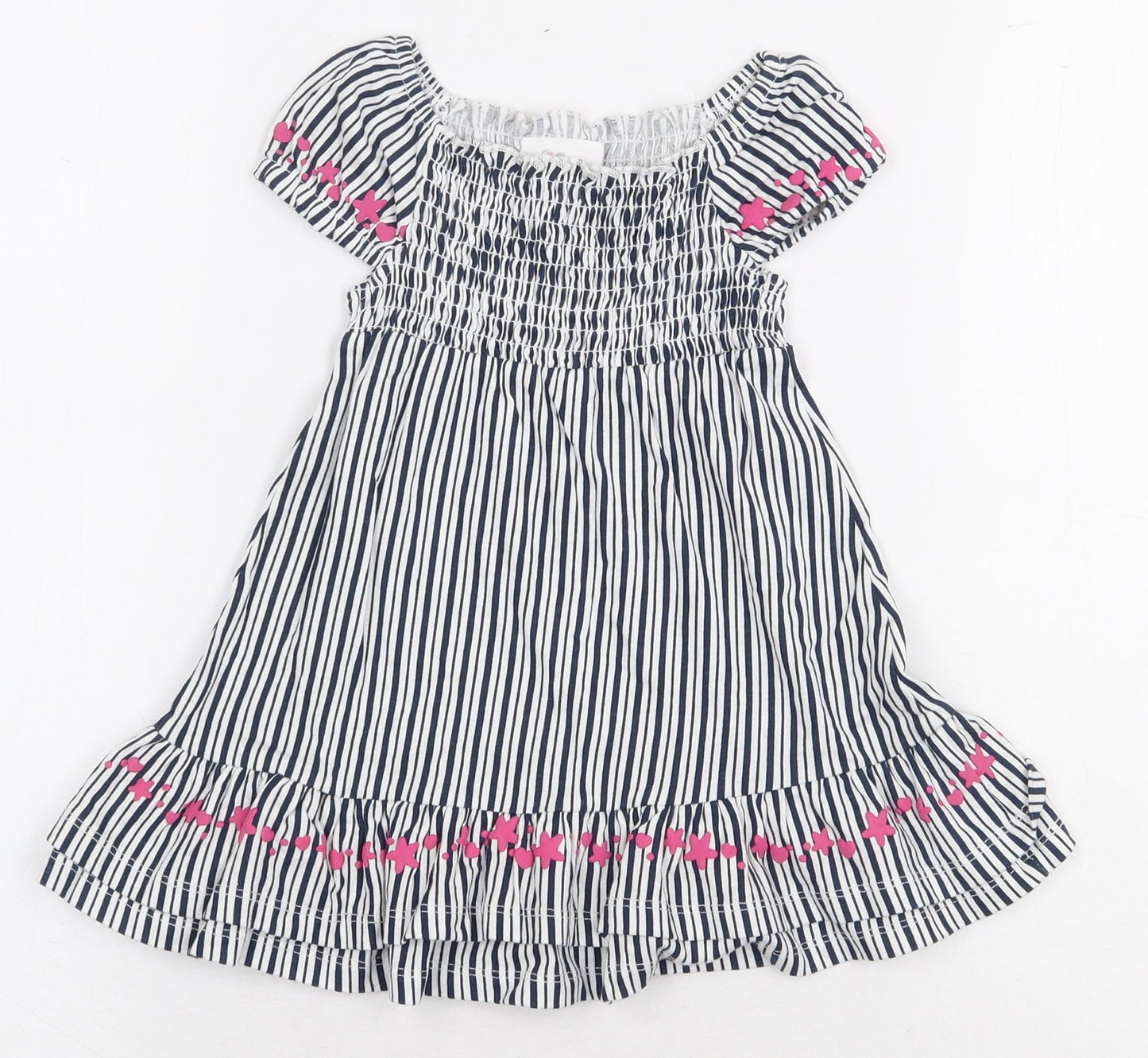 Topomini Girls Multicoloured Striped Wool A-Line Size 12 Months Boat Neck Pullover