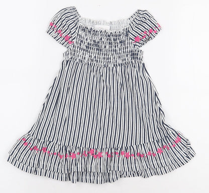Topomini Girls Multicoloured Striped Wool A-Line Size 12 Months Boat Neck Pullover