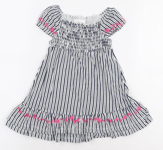 Topomini Girls Multicoloured Striped Wool A-Line Size 12 Months Boat Neck Pullover