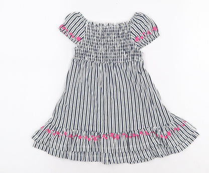 Topomini Girls Multicoloured Striped Wool A-Line Size 12 Months Boat Neck Pullover
