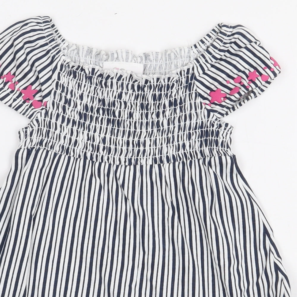 Topomini Girls Multicoloured Striped Wool A-Line Size 12 Months Boat Neck Pullover