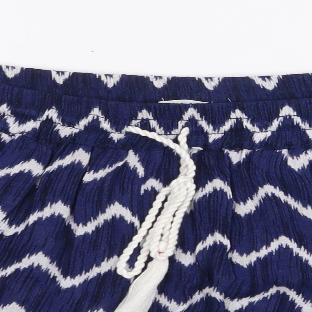 H&M Womens Blue Striped Viscose Sweat Shorts Size 8 Regular Pull On