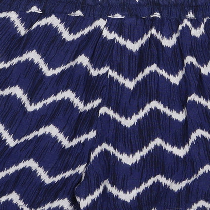 H&M Womens Blue Striped Viscose Sweat Shorts Size 8 Regular Pull On