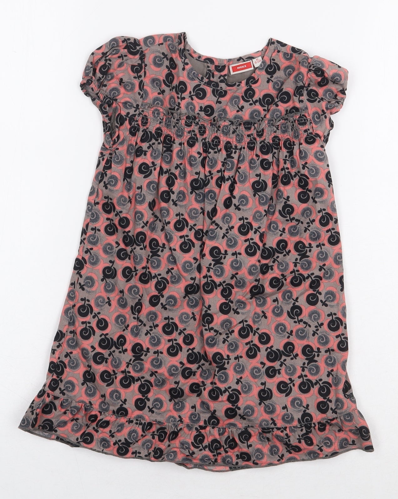 Mexx Girls Grey Geometric 100% Cotton A-Line Size 18-24 Months Round Neck Button