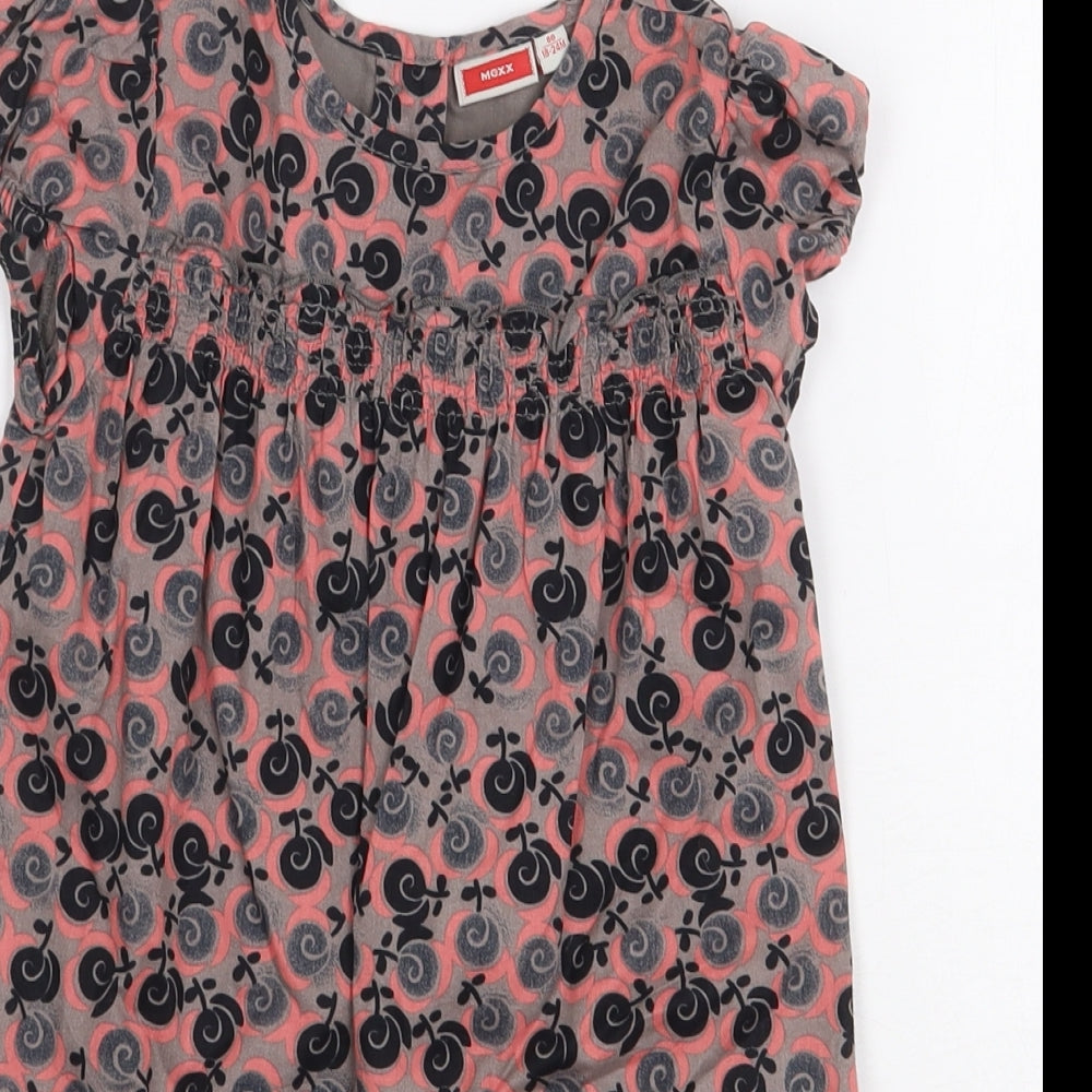 Mexx Girls Grey Geometric 100% Cotton A-Line Size 18-24 Months Round Neck Button