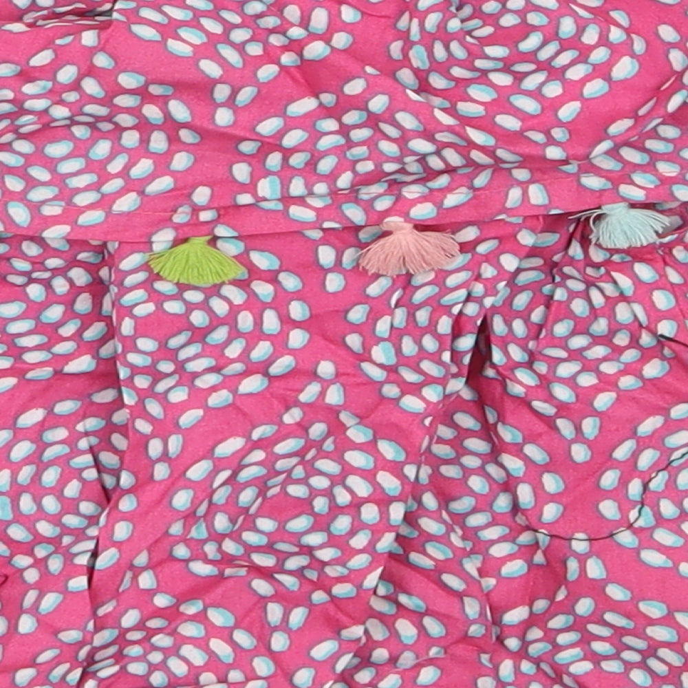 Hatley Girls Pink Geometric 100% Cotton Basic T-Shirt Size 2 Years Boat Neck Pullover