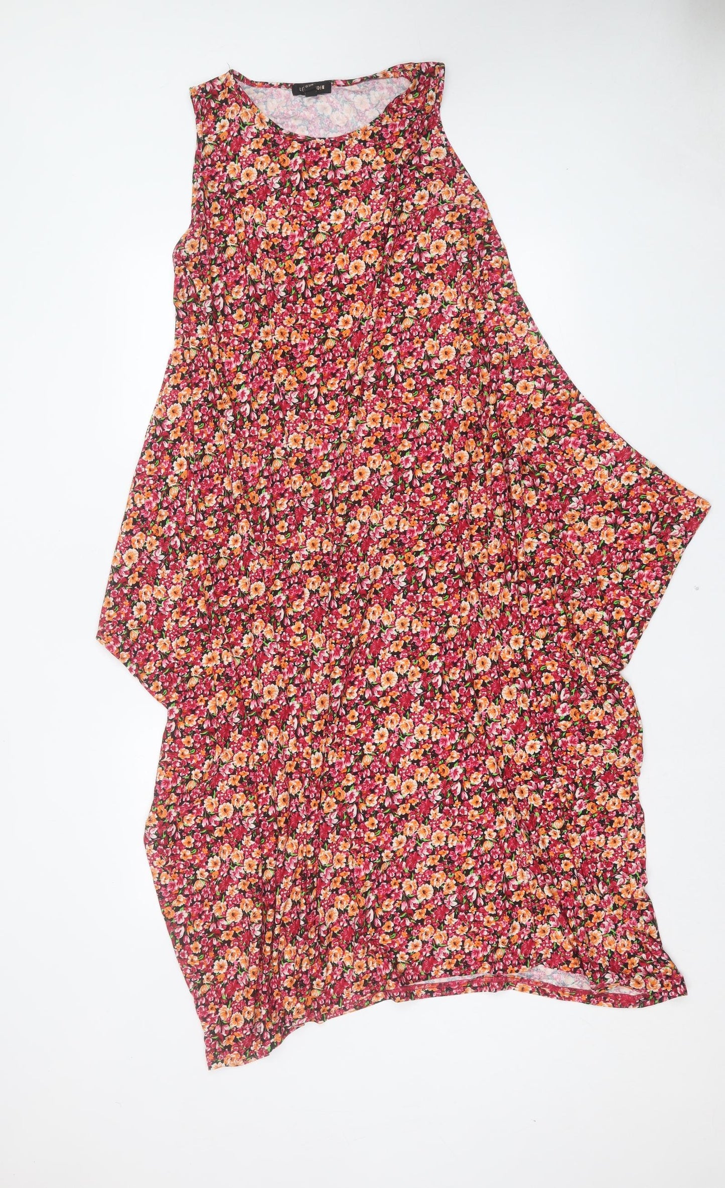 QED London Womens Pink Floral Viscose A-Line Size M Crew Neck Pullover - Size M/L