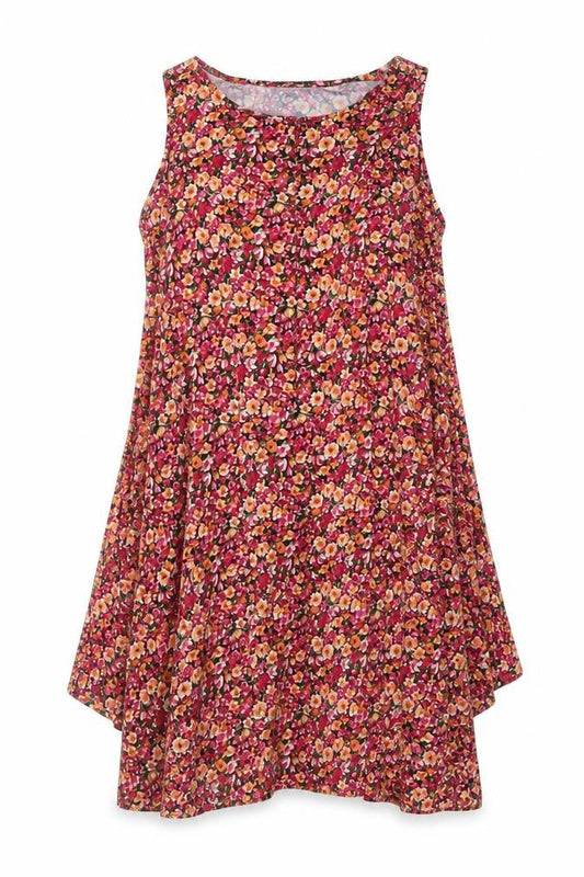 QED London Womens Pink Floral Viscose A-Line Size M Crew Neck Pullover - Size M/L