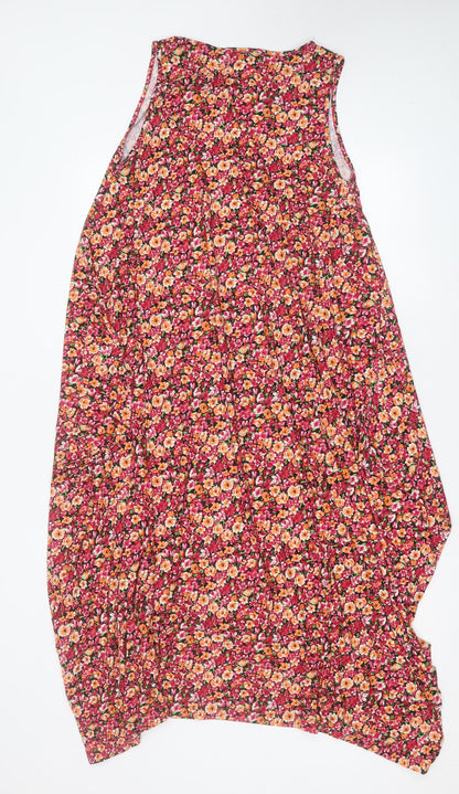 QED London Womens Pink Floral Viscose A-Line Size M Crew Neck Pullover - Size M/L