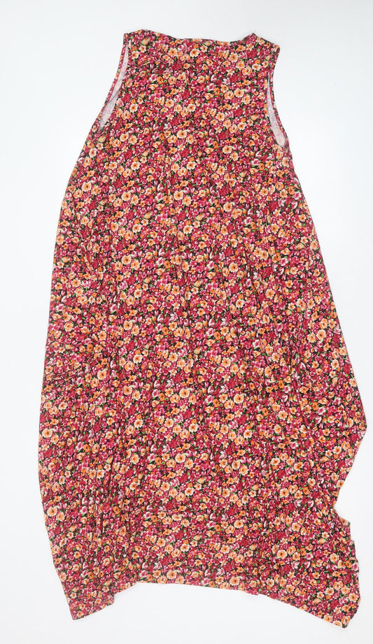 QED London Womens Pink Floral Viscose A-Line Size M Crew Neck Pullover - Size M/L