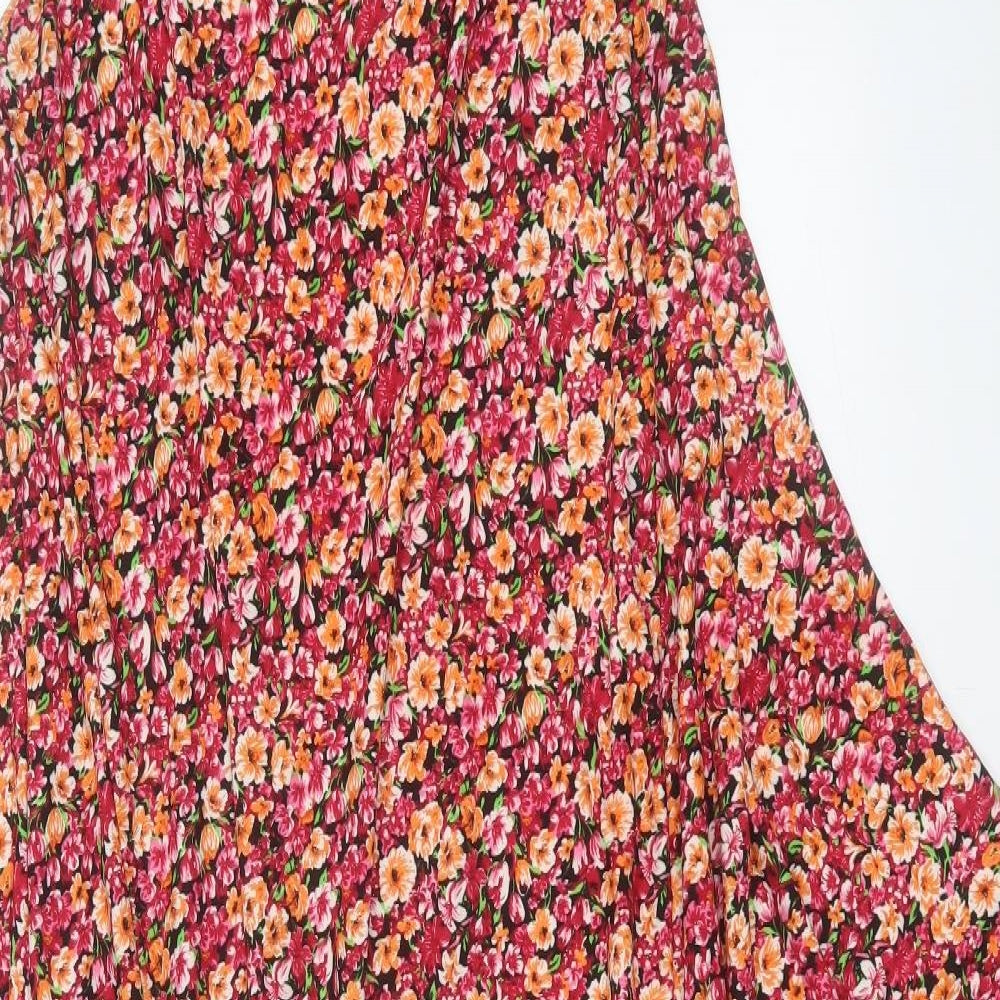 QED London Womens Pink Floral Viscose A-Line Size M Crew Neck Pullover - Size M/L