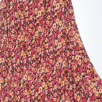 QED London Womens Pink Floral Viscose A-Line Size M Crew Neck Pullover - Size M/L