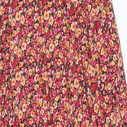 QED London Womens Pink Floral Viscose A-Line Size M Crew Neck Pullover - Size M/L