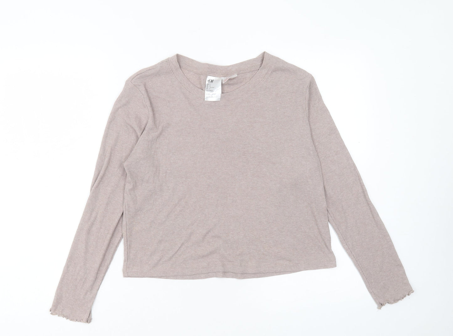 Womens UK Size L H&M Beige Cropped T-Shirt