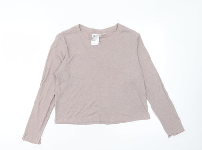 Womens UK Size L H&M Beige Cropped T-Shirt