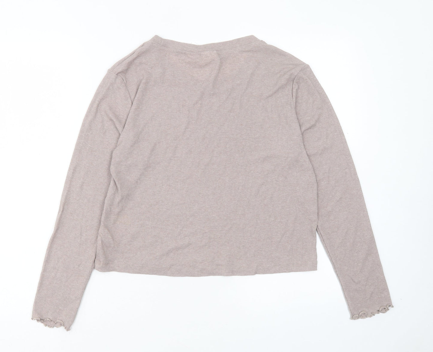 Womens UK Size L H&M Beige Cropped T-Shirt