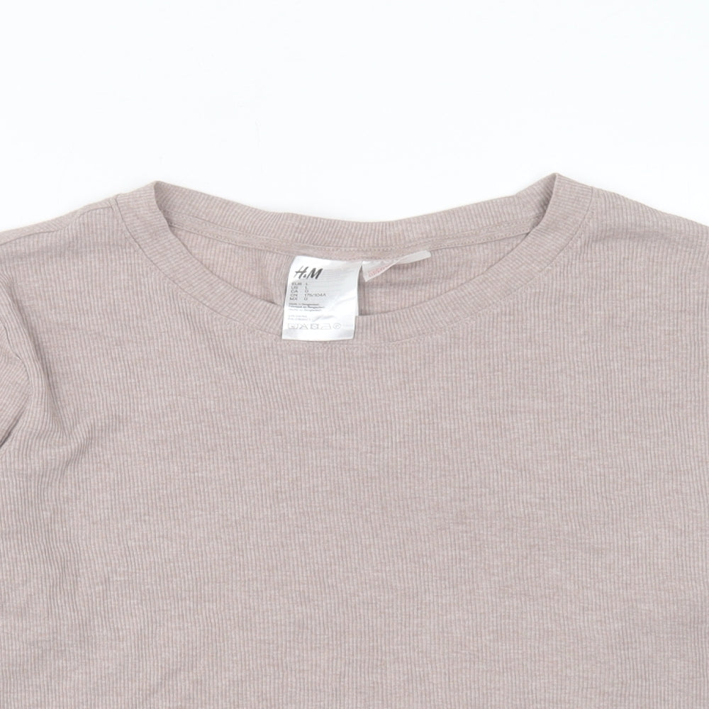 Womens UK Size L H&M Beige Cropped T-Shirt