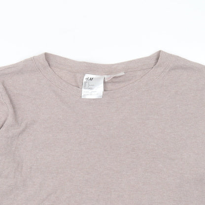 Womens UK Size L H&M Beige Cropped T-Shirt