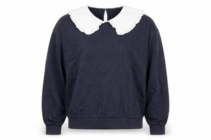 New Look Womens Blue Cotton Pullover Sweatshirt Size M Button