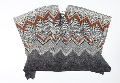 Foglie Rosse Womens Multicoloured V-Neck Geometric Acrylic Cape Jumper Size S - Size S/M