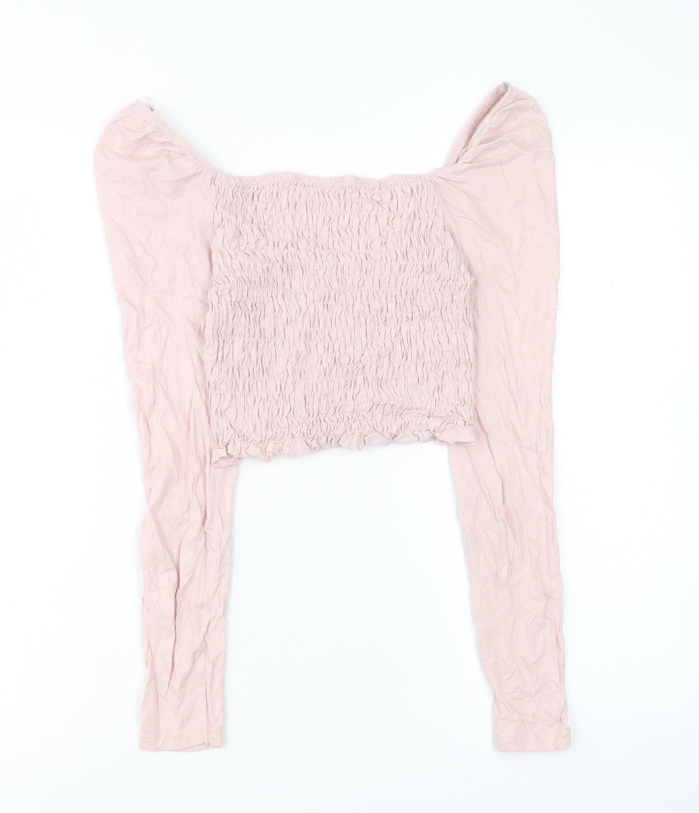 Miss Selfridge Womens Pink Cotton Cropped T-Shirt Size 8 Square Neck