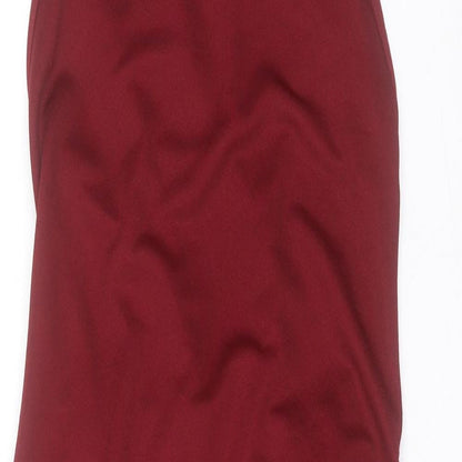 PRETTYLITTLETHING Womens Red Polyester A-Line Size 10 Halter Pullover