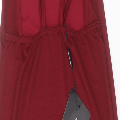 PRETTYLITTLETHING Womens Red Polyester A-Line Size 10 Halter Pullover