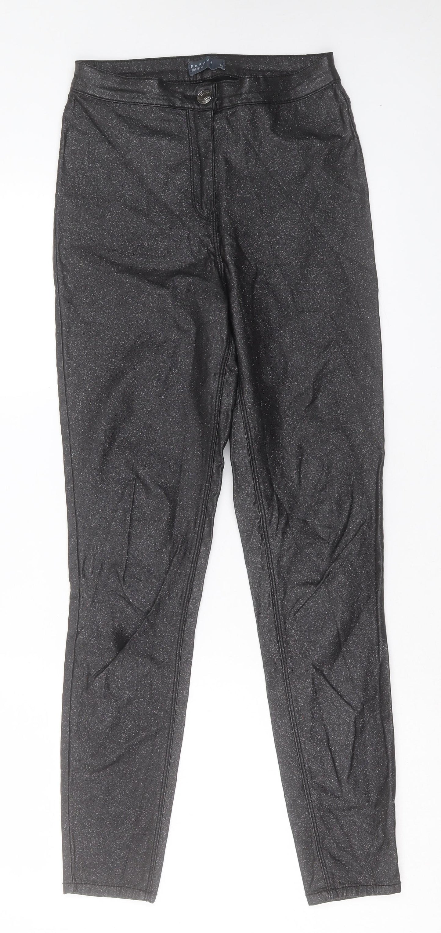 Womens UK Size 10 Papaya Regular Fit Skinny Black Jeans