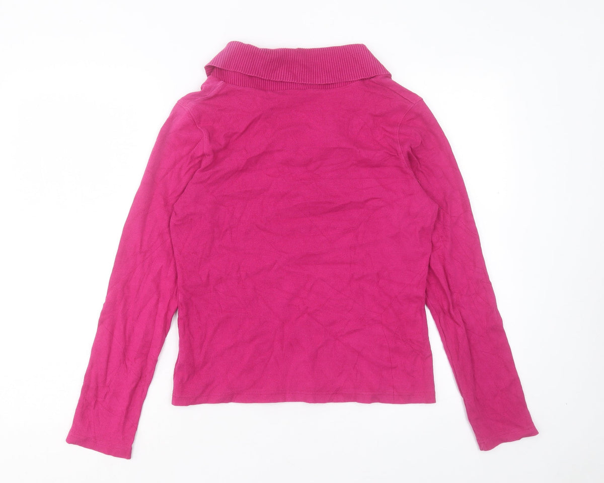 Rafaella Womens Purple V-Neck Cotton Pullover Jumper Size M