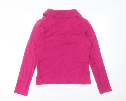 Rafaella Womens Purple V-Neck Cotton Pullover Jumper Size M