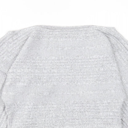 SheIn Womens Grey Boat Neck Polyester Pullover Jumper Size XS