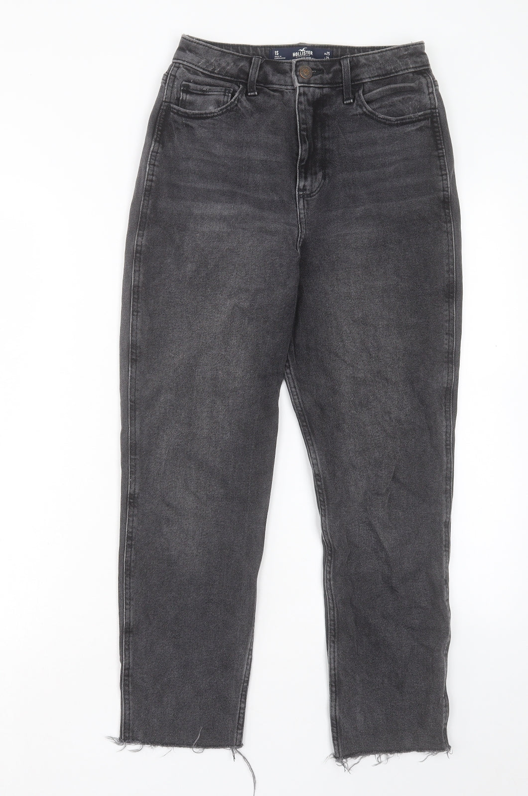 Hollister Womens Black Cotton Straight Jeans Size 25 in L25 in Regular Button