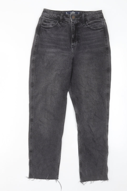 Hollister Womens Black Cotton Straight Jeans Size 25 in L25 in Regular Button