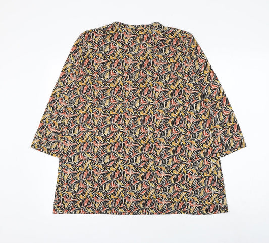 EWM Womens Geometric Polyester Basic Blouse Size 14 V-Neck - Size 14-16