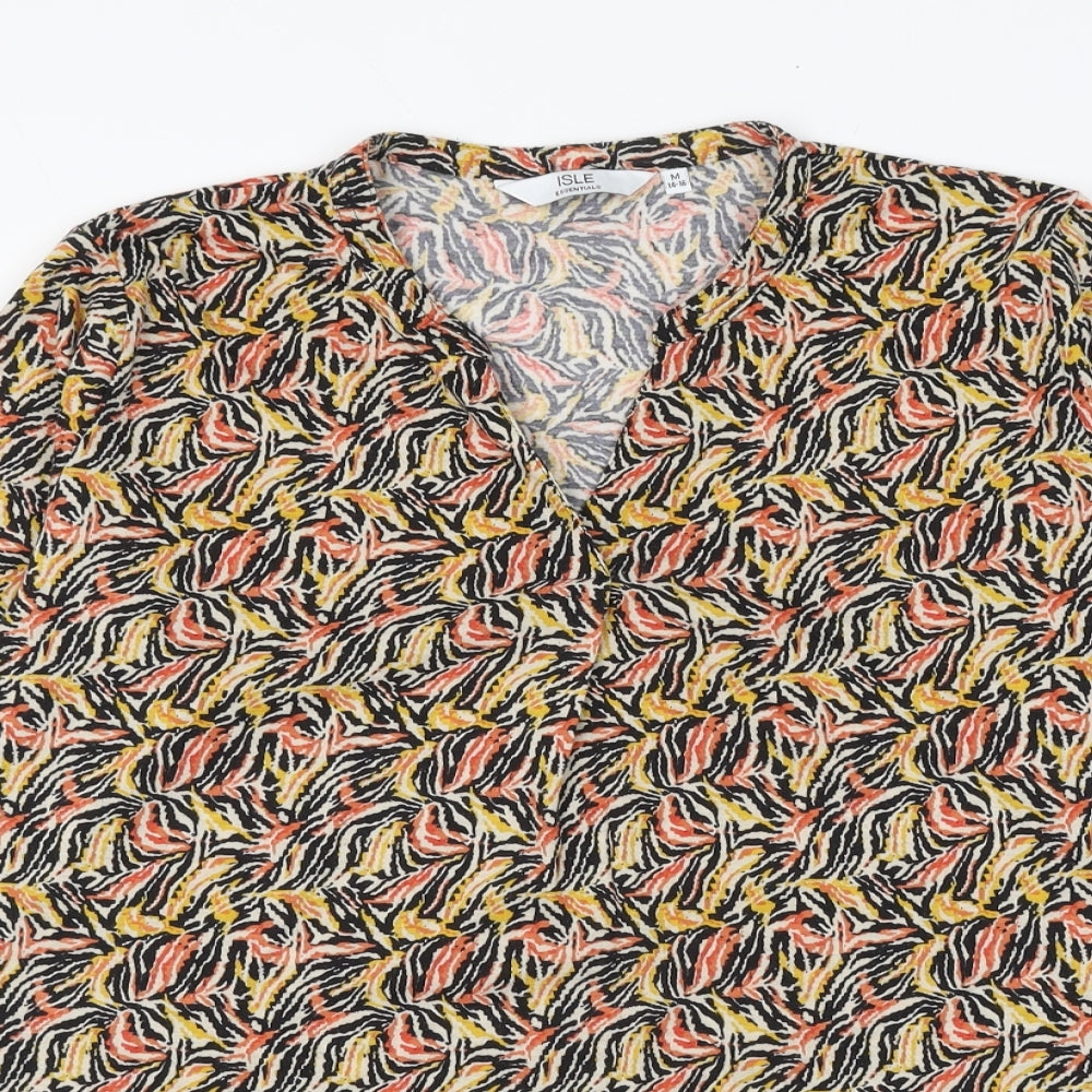 EWM Womens Geometric Polyester Basic Blouse Size 14 V-Neck - Size 14-16