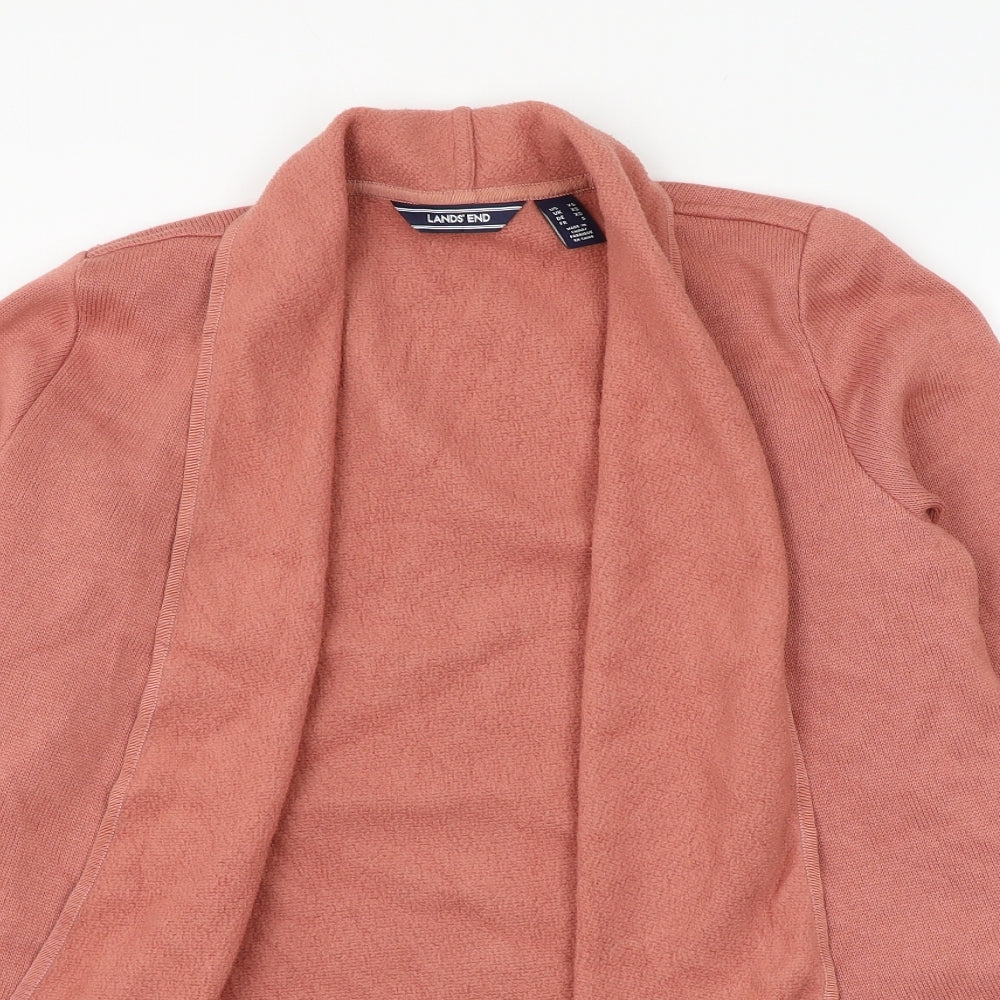 Lands' End Womens Pink V-Neck Polyester Cardigan Jumper Size XS
