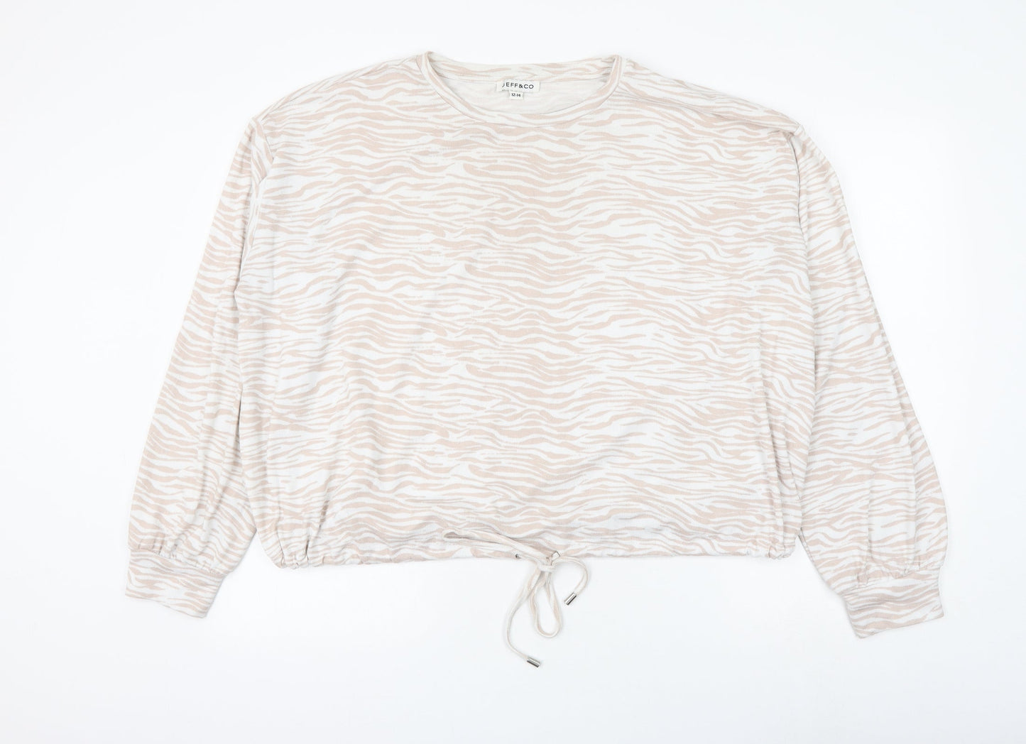 Jeff&Co Womens White Animal Print Polyester Pullover Sweatshirt Size 12 Pullover - Zebra Print