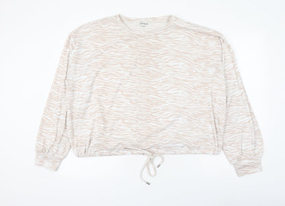Jeff&Co Womens White Animal Print Polyester Pullover Sweatshirt Size 12 Pullover - Zebra Print