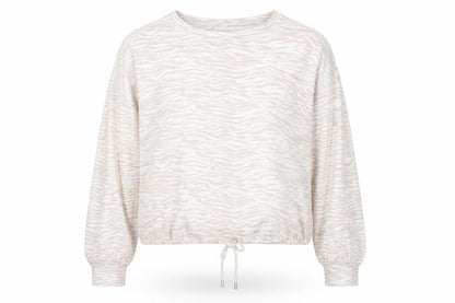 Jeff&Co Womens White Animal Print Polyester Pullover Sweatshirt Size 12 Pullover - Zebra Print
